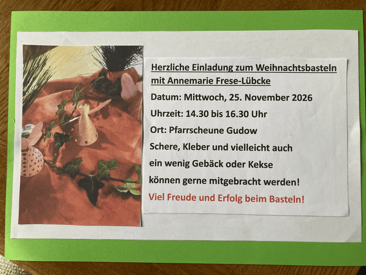 Einladung zum Weihnachtsbasteln